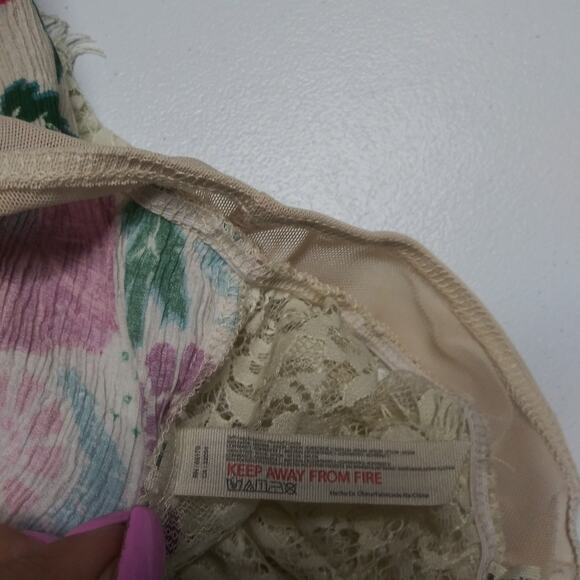 Free People Floral Romantic Boho Lace Open Back Bodysuit Puff Sleeves Size XS - Picture 11 of 11